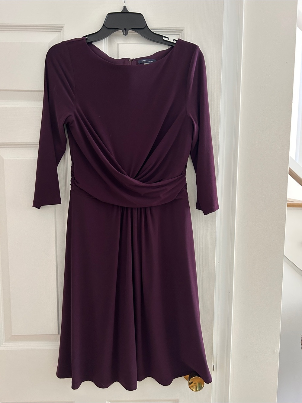 Tommy Hilfiger Elegant Draped Wine-Color Women's Dress